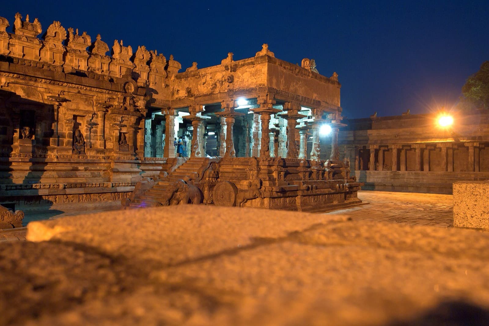 Airavatesvara Temple at night, Darasuram near Kumbakonam