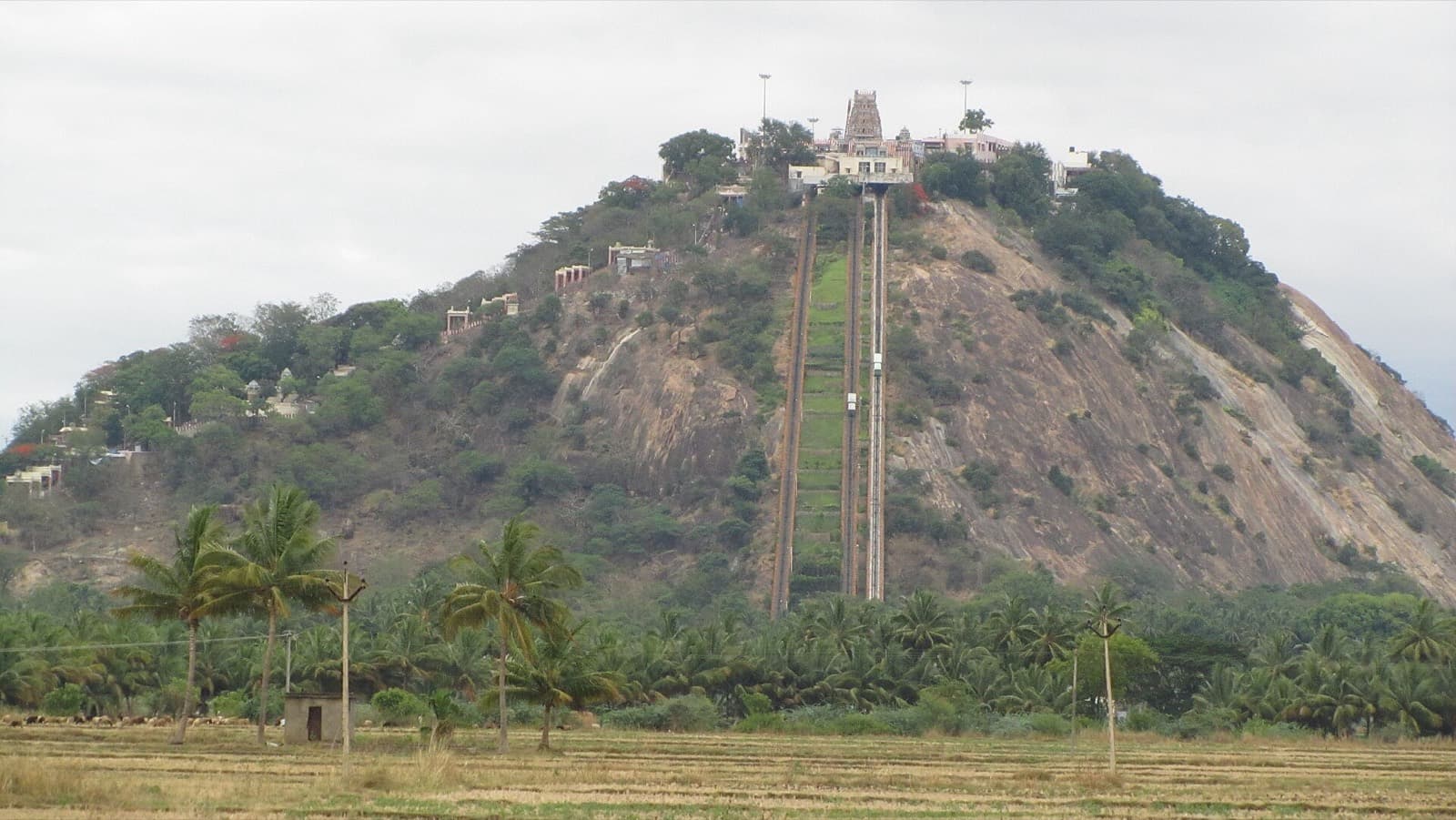 Palani Murugan hill temple with its winch track